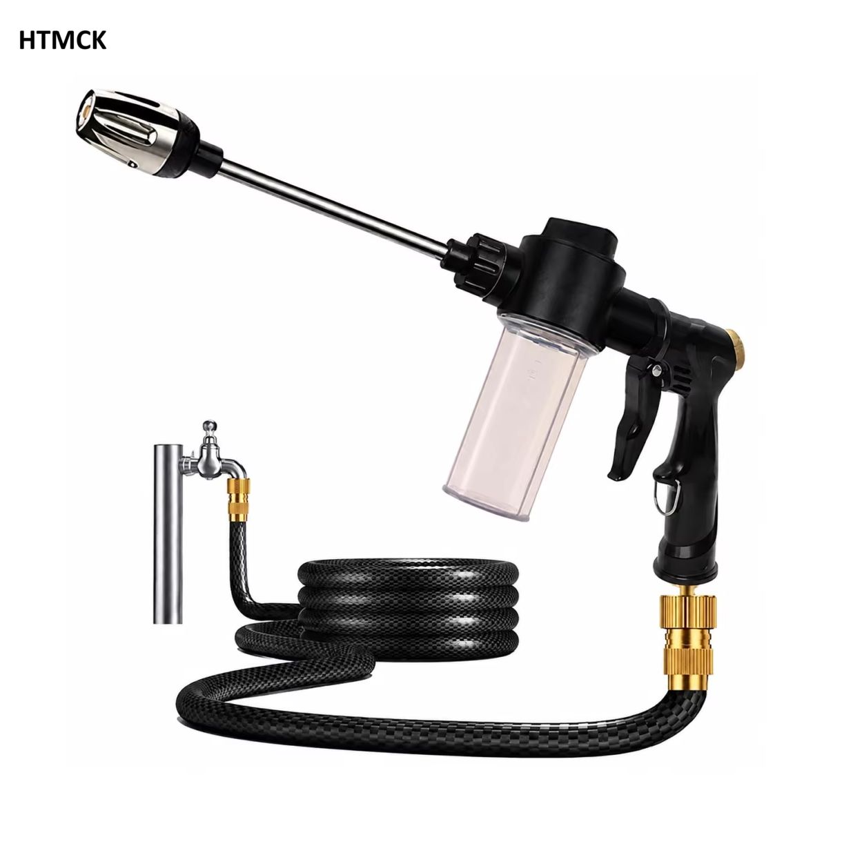 Nozzle Cleaning Kit - ปืนฉีดน้ำแรงดันสูง HTMCK สำหรับสวนในบ้าน หัวฉีดสายยางแบบก้านยาว ปืนฉีดน้ำสำหรับรดน้ำและล้างรถ พร้อมฟังก์ชันพ่นโฟม