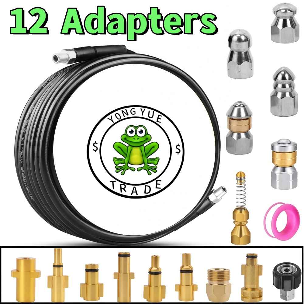 Nozzle Cleaning Kit - ชุดเครื่องฉีดน้ำแรงดันสูง 5~50 เมตร 5800psi สำหรับทำความสะอาดท่อระบายน้ำ พร้อมสายฉีด
