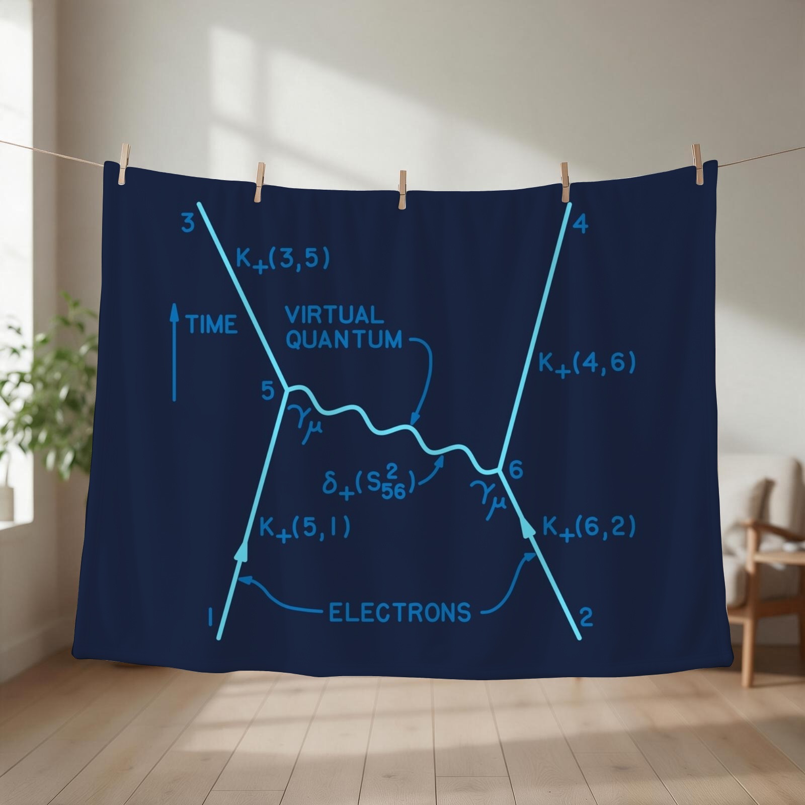 3D Printing Diagram - ผ้าห่มลาย Feynman ปี 1949 ของแท้ใหม่ ฟิสิกส์ควอนตัม