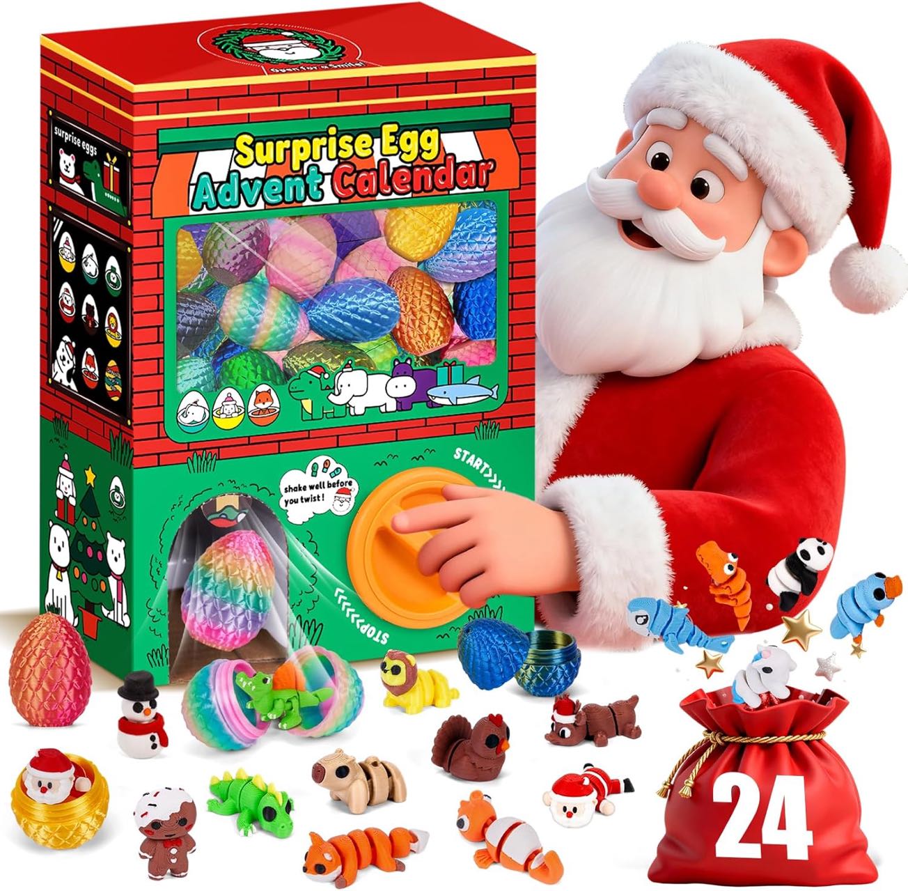 3D Printing Case - กล่องของขวัญเซอร์ไพรส์ 24 ชิ้น ของเล่นฟิดเจ็ตสัตว์ 3 มิติ